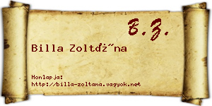 Billa Zoltána névjegykártya